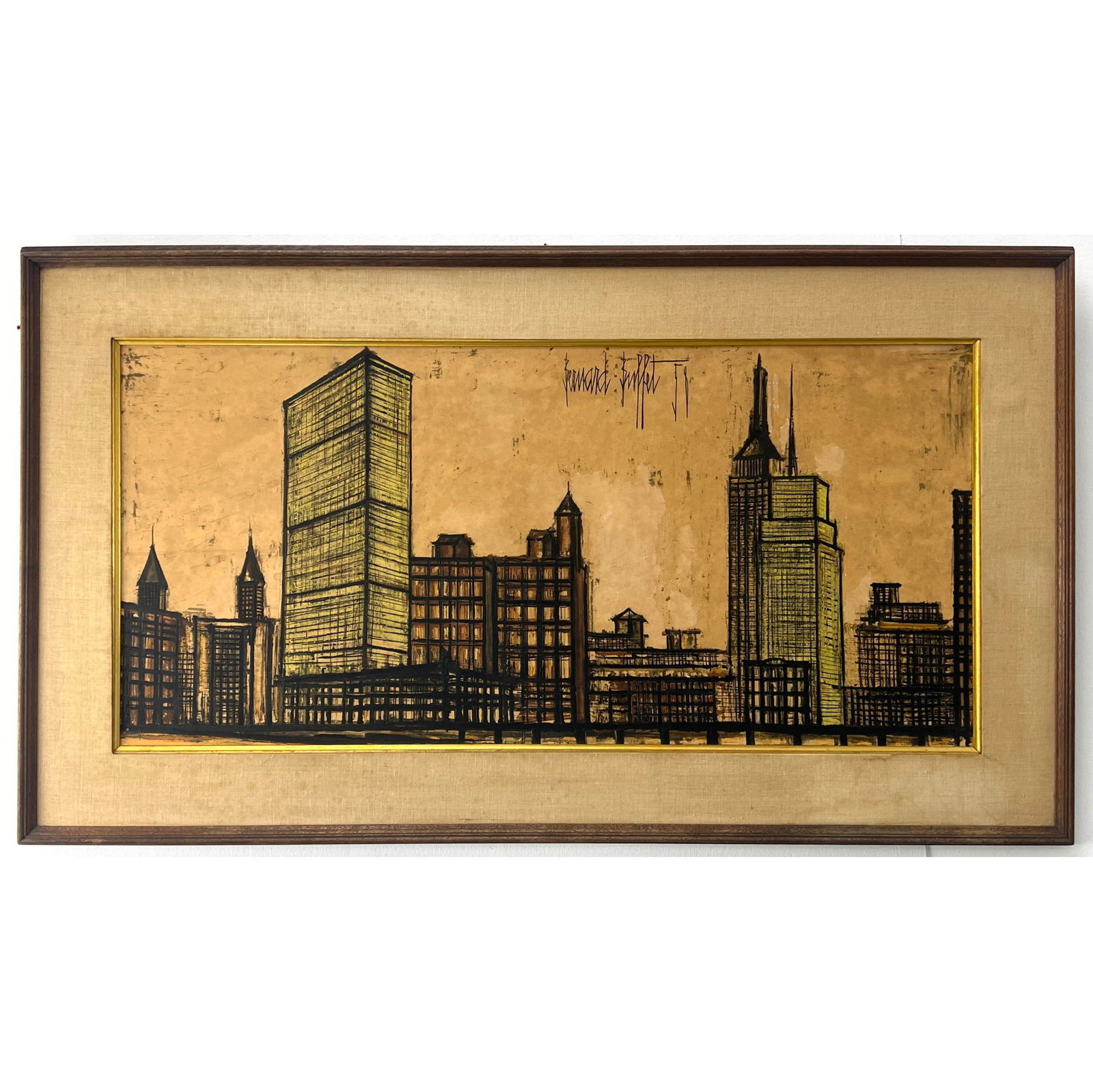 BERNARD BUFFET cityscape lithograph 1958. Cityscape with Skyscrapers. (1 of 11)