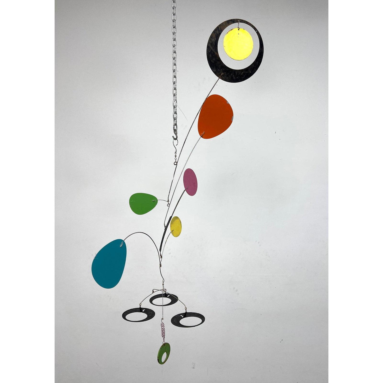 Vintage Brightly Colored Paddle Hanging Mobile.  Modernist Sculpture. Metal paddles. (1 of 11)