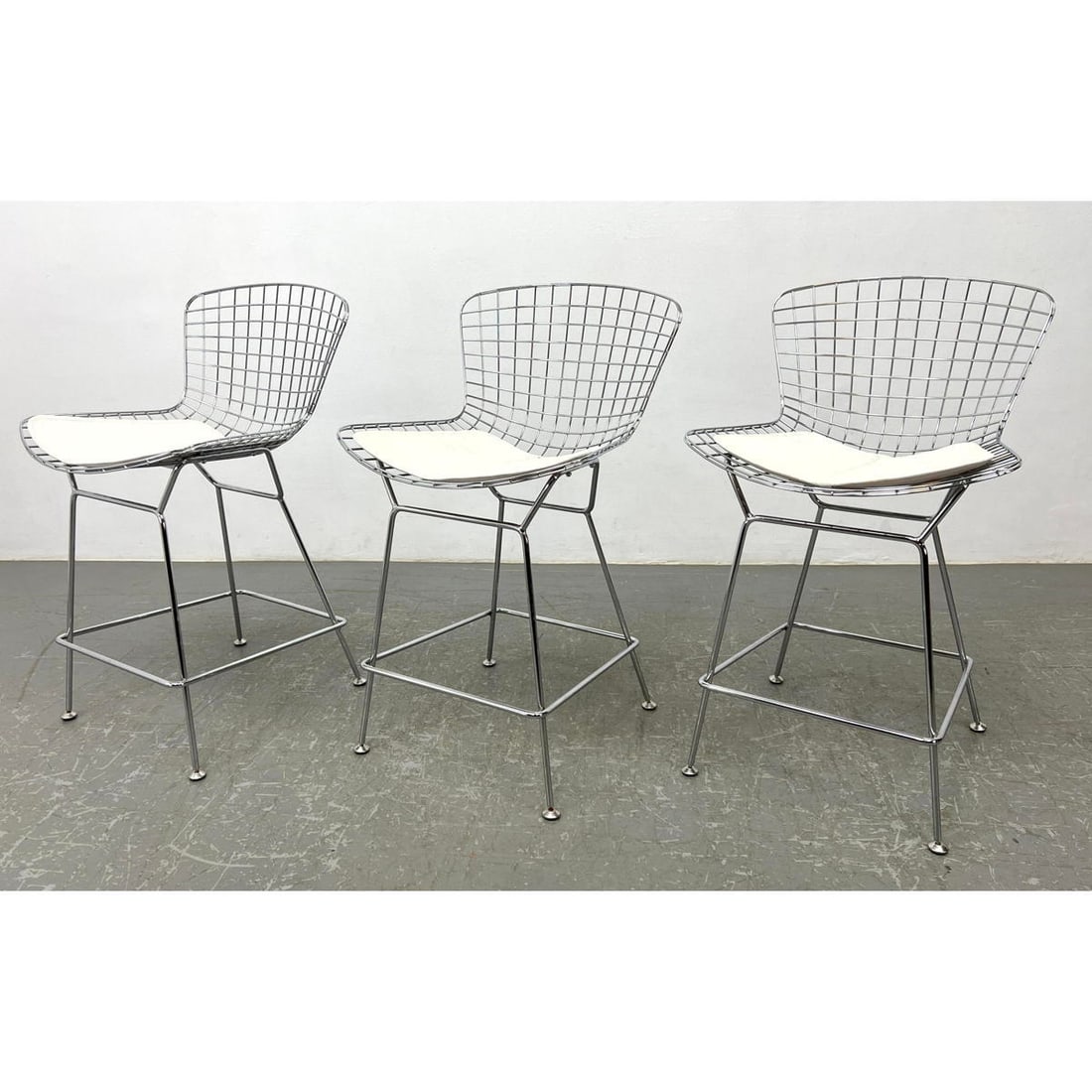 3pc contemporary Harry Bertoia style chrome stools. (1 of 11)
