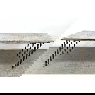Maison Bagues Style Bronze Marble Top Table. Faux Bamboo Frame: Maison Bagues Style Bronze Marble Top Table. Faux Bamboo Frame Dimensions: Height: 17 inches, Width: 48 inches, Depth: 24 inches. --- - We offer curbside delivery for most items to NYC, Manhattan, Clo
