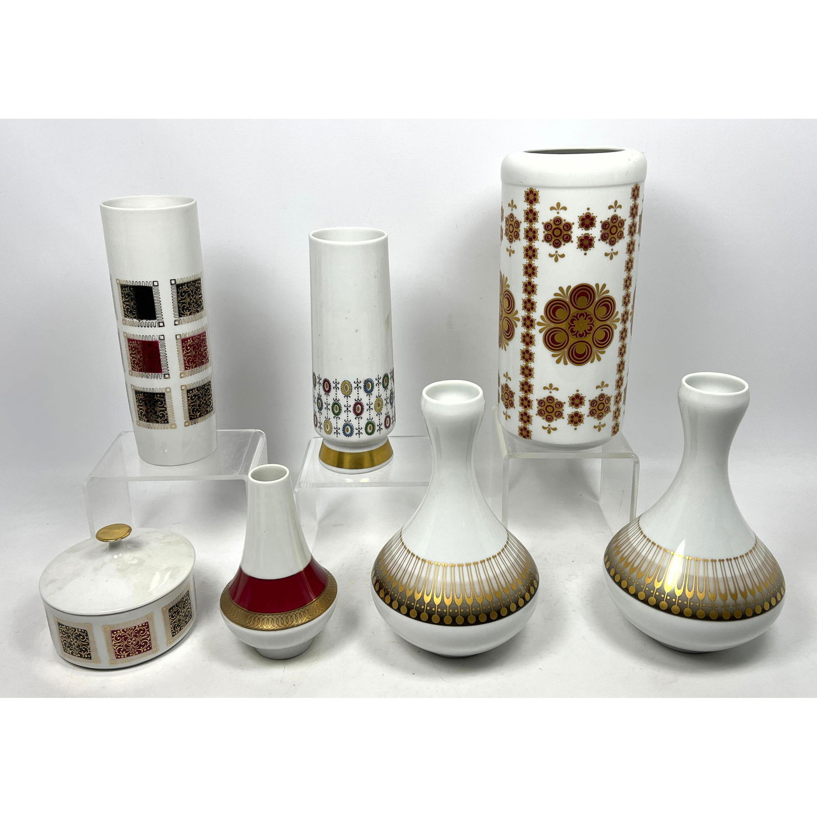 7pc Mid Century Modern Lot of Porcelain Vases. Bavaria, Scherzer, F. Seit, KandA Krautheim. Vases an (1 of 20)