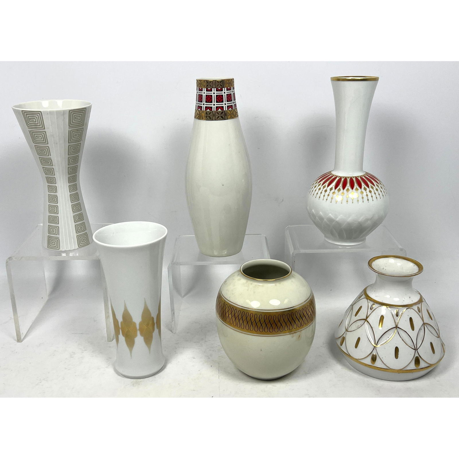 6pc Mid Century Modern Lot of Porcelain Vases. AK Kaiser Lizzy, HandC Heinrich, Royal Porzellan, Hut (1 of 18)