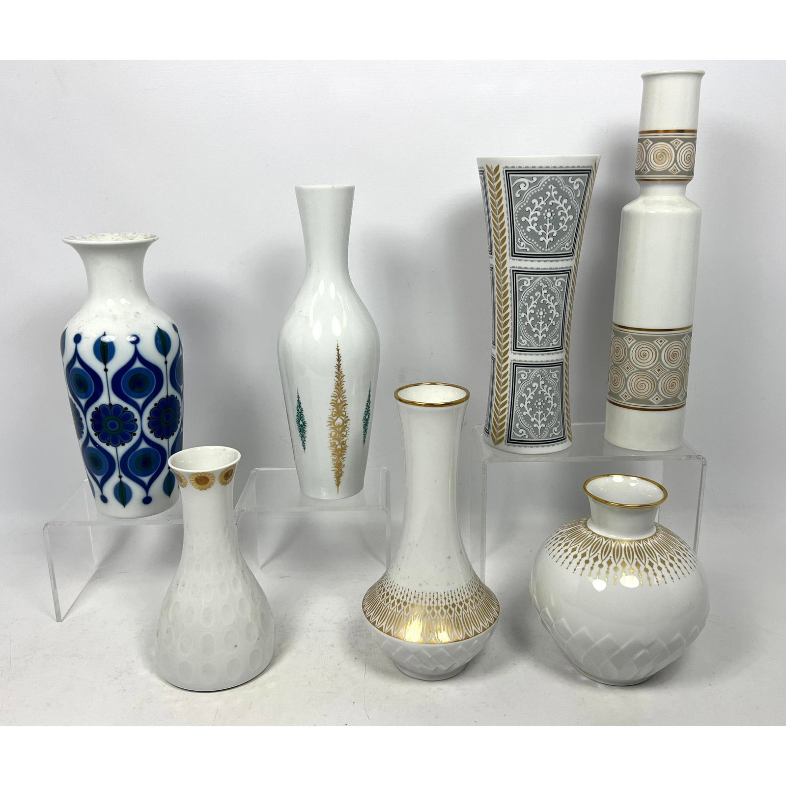 7 Piece Mid Century Modern Lot of Porcelain Vases.  Eschenbach, Schumann Arzberg, Kaiser, Furstenber (1 of 20)