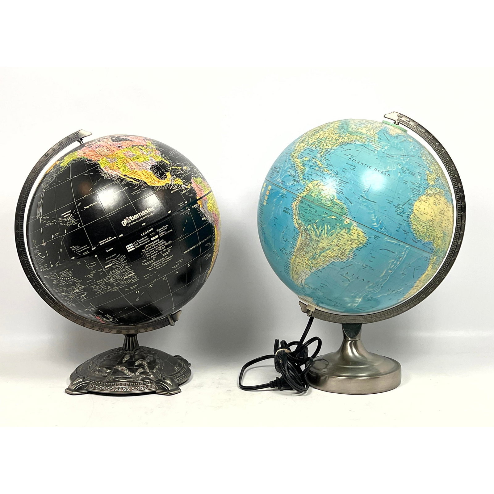 2 Globes One lights up.  Globemaster, Replogle World Horizon Series 12 inch, (Lights up). (1 of 12)