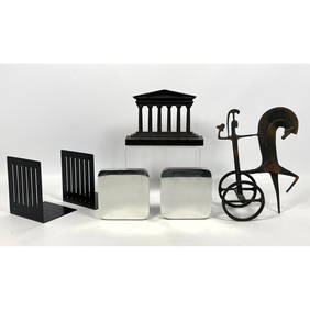 Mid Century Metal, Book Ends, Doorstop, Weinberg Style Bronze. BRADLEY and HUBBARD Column Architectu (1 of 18)