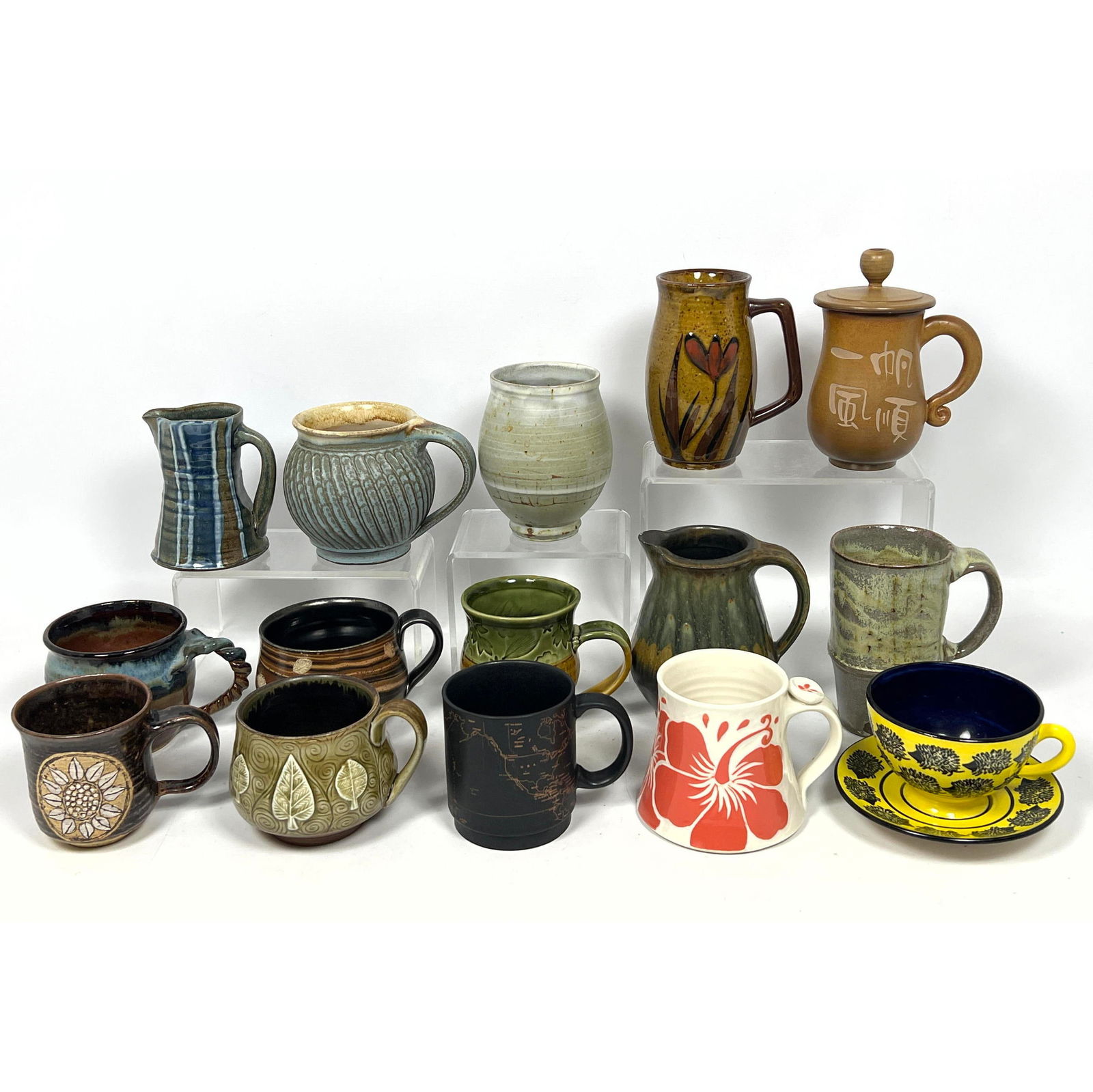 15pcs Art Pottery Mugs and Pitcher. Some signed. (1 of 18)