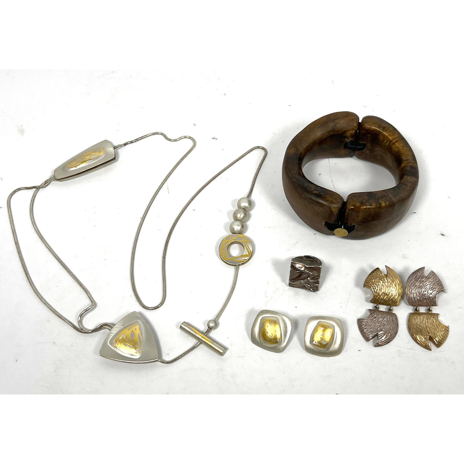 Artisan and MCM Sterling Jewelry. MONIES 2 Part Bangle Bracelet. Sterling Finnish Ring JA Artist. 2 (1 of 17)