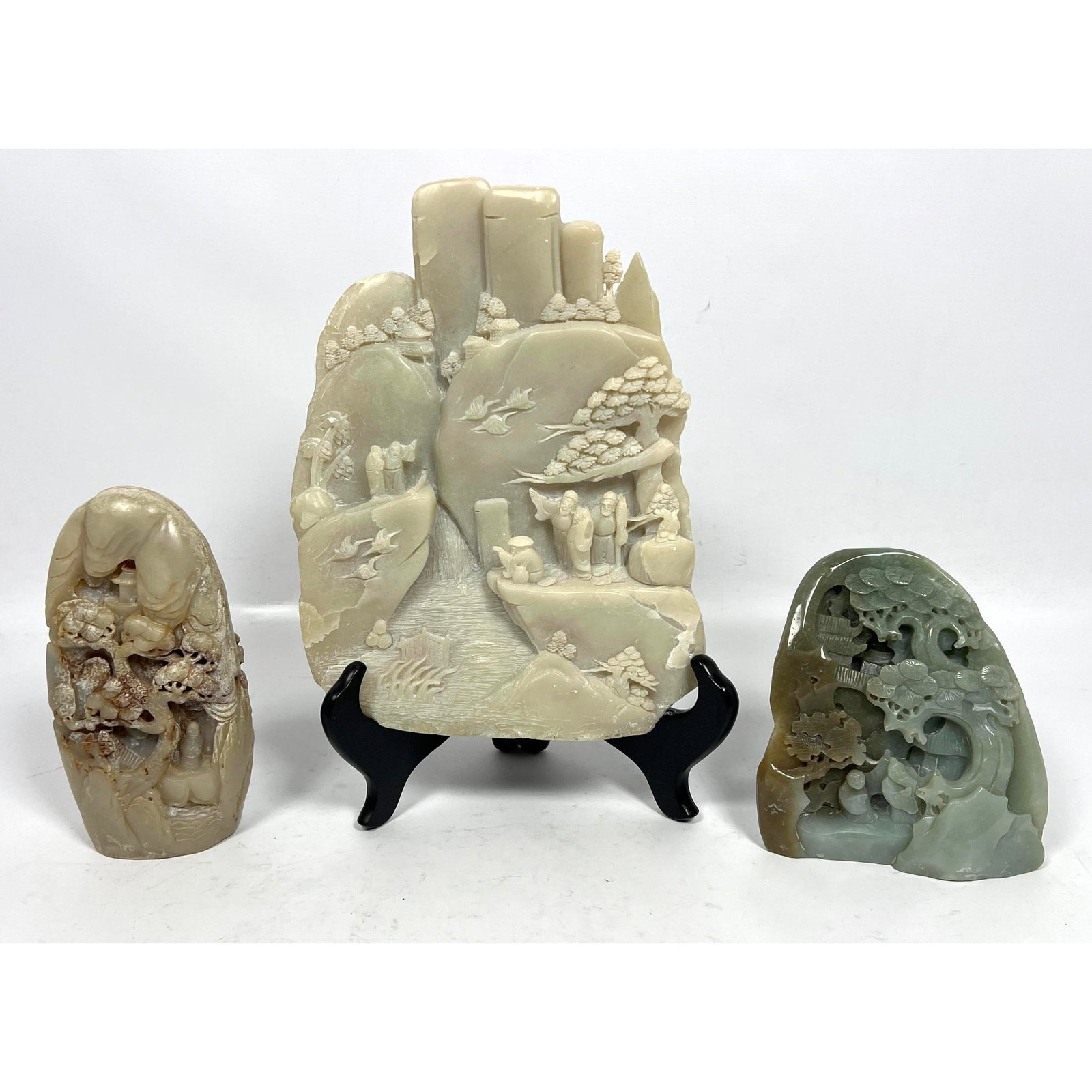 3pcs Carved Soapstone sculptures. Asian Motifs. (1 of 18)