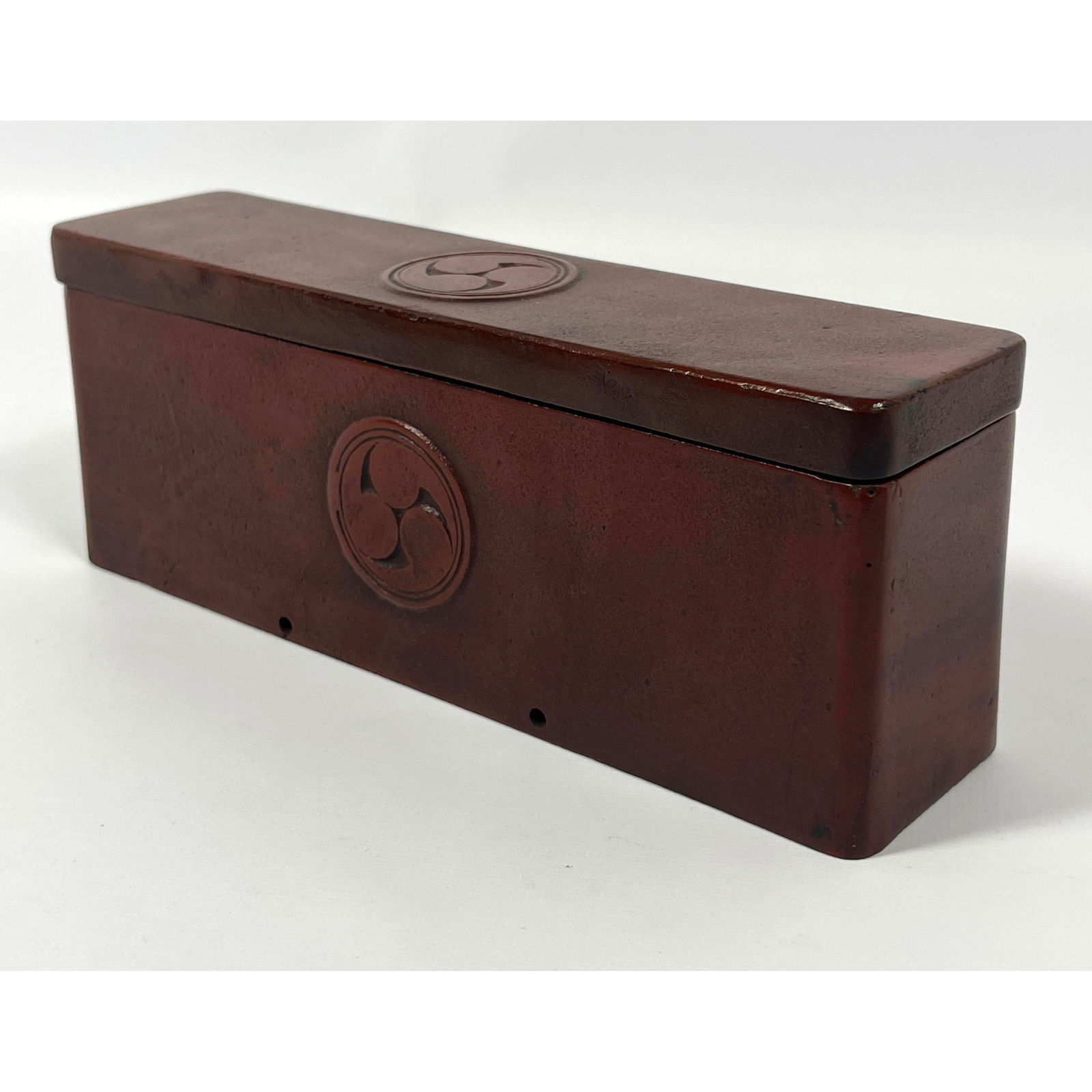 Heavy Asian Painted Iron Lidded Box. (1 of 8)