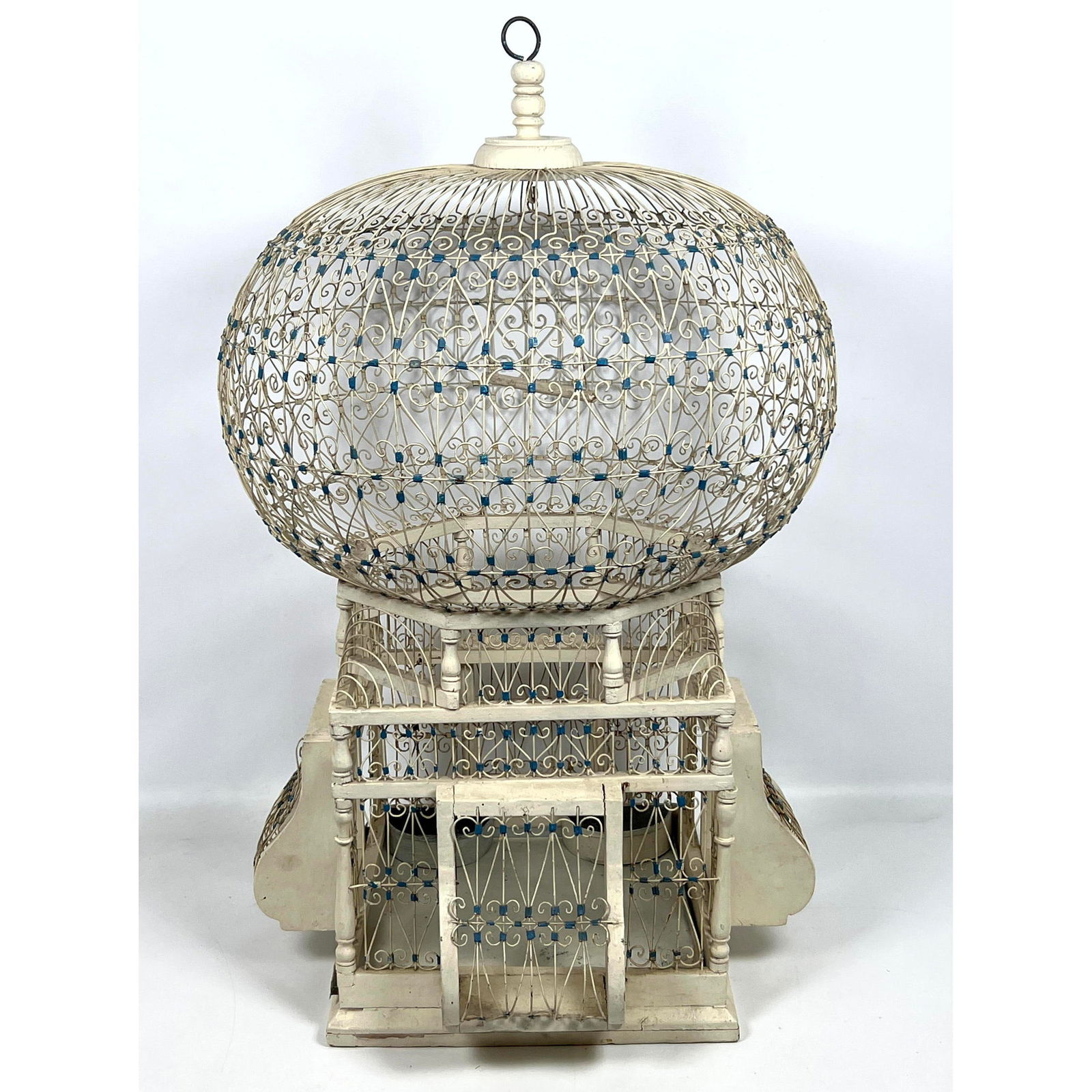 Fanciful Painted Wire Wood Trim Decorative Bird House. (1 of 12)