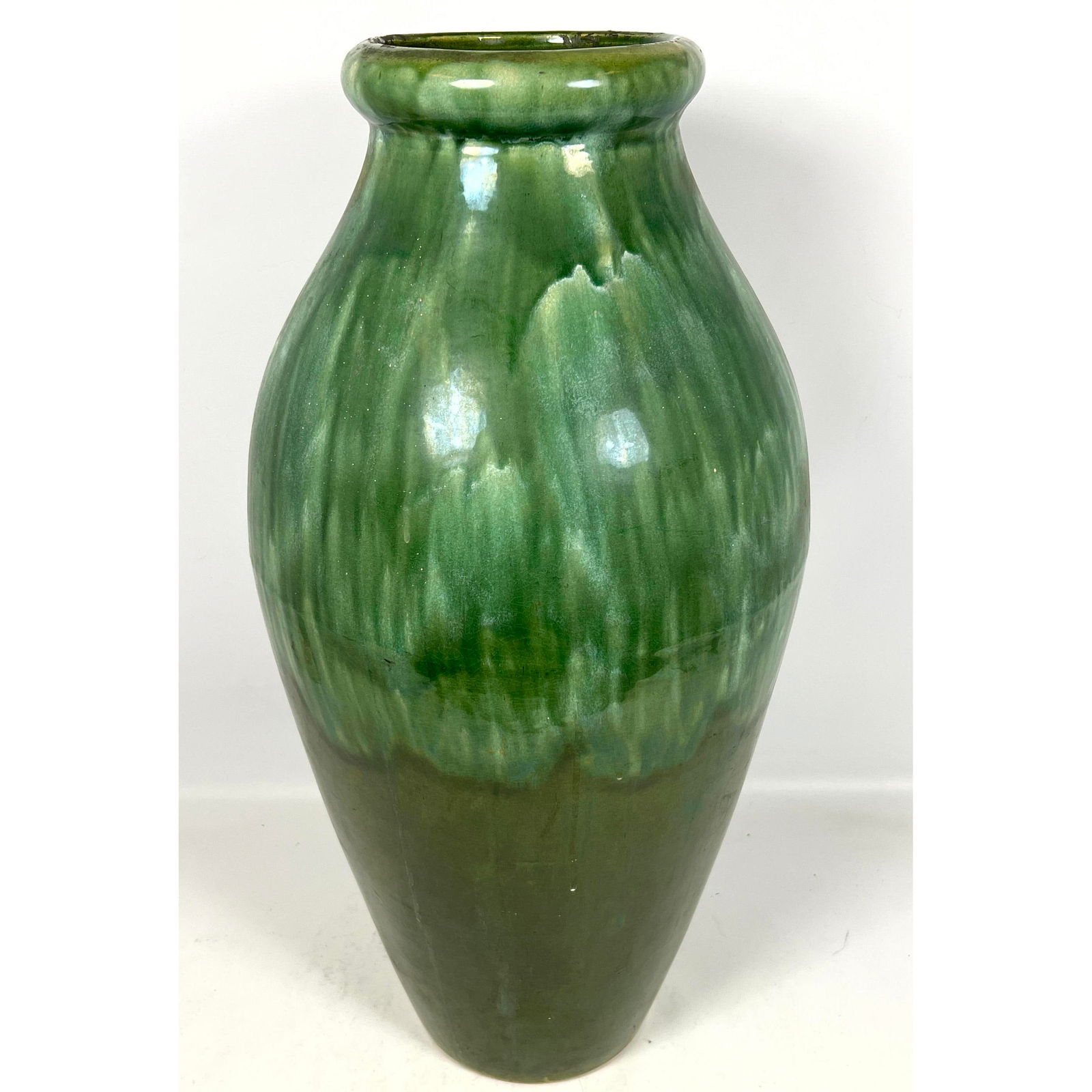 27" Tall RRP CO Green Drip Glazed Art Pottery Vase. Marked. (1 of 9)