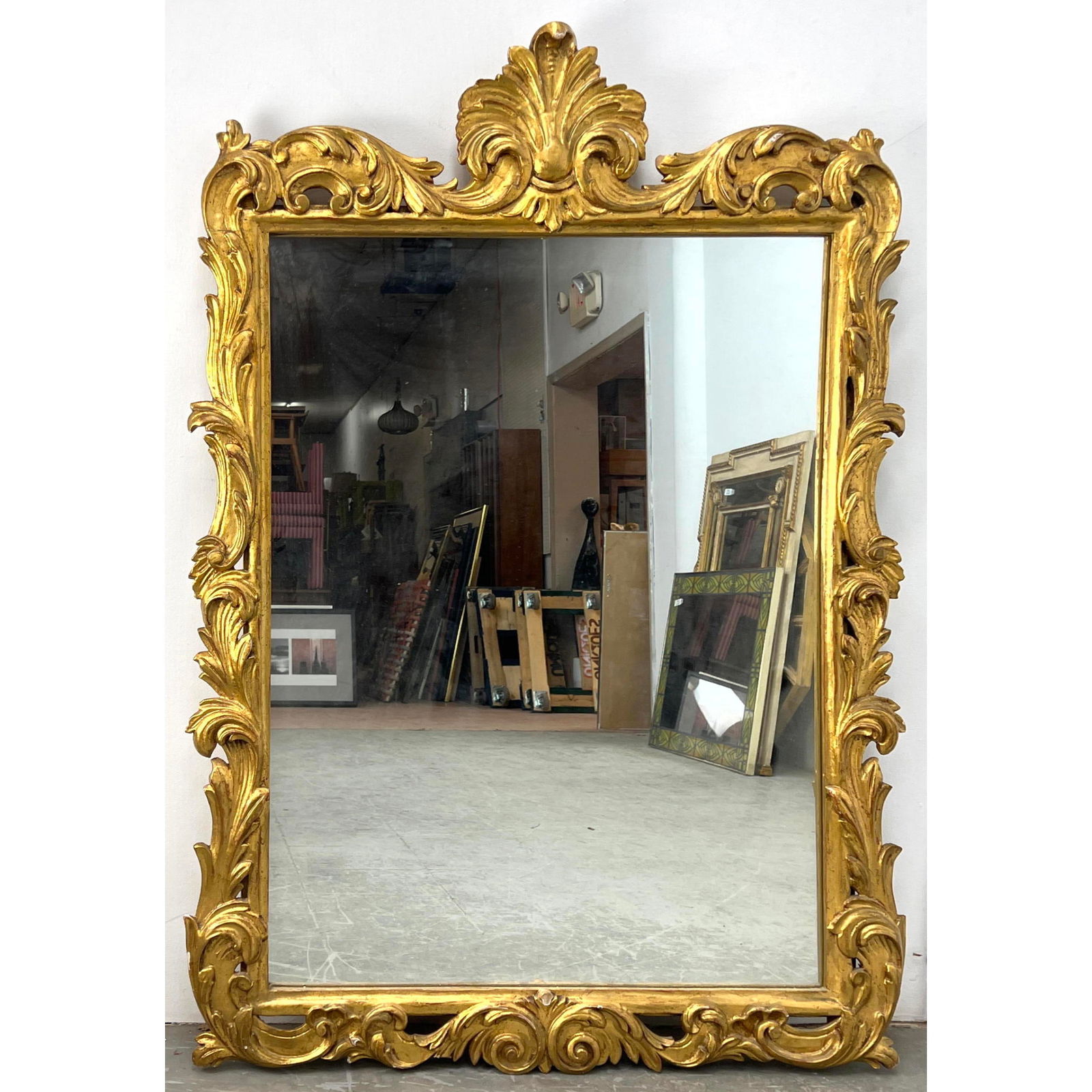 Vintage Gilt Gesso Carved Wood Baroque style Wall Mirror (1 of 10)