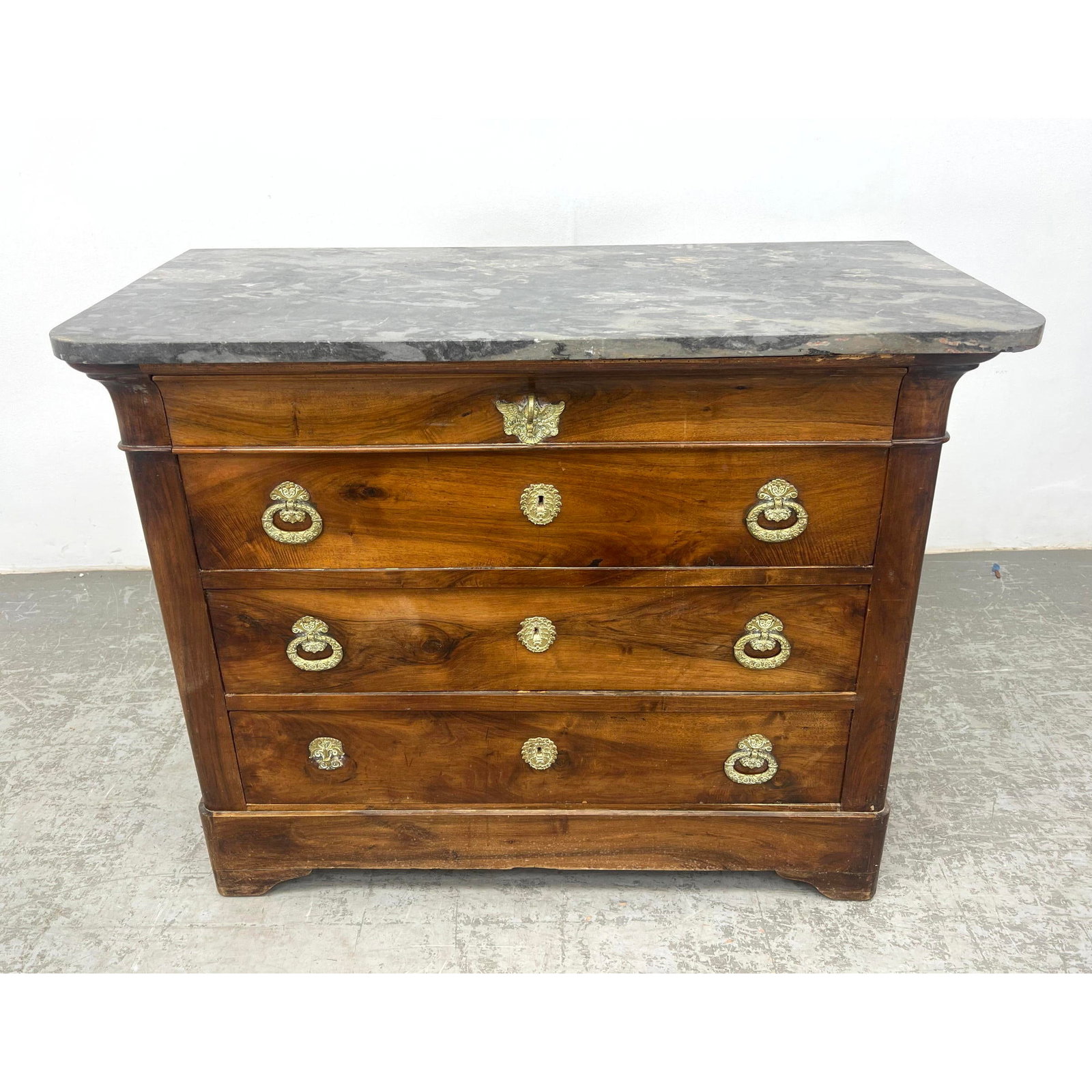 Antique Empire style 4 Drawer Chest Dresser with Marble Top. (1 of 17)