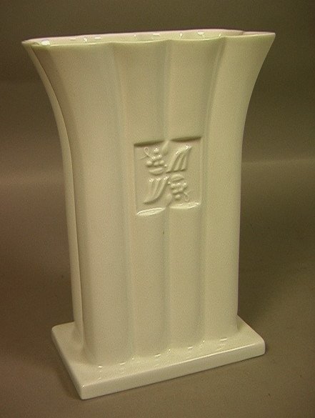 MICHAEL GRAVES for ALESSI Tall Porcelain Vase. Fl: MICHAEL GRAVES for ALESSI Tall Porcelain Vase. Flared fluted design with floral motif. Marked.-- Dimensions: H: 10.25 inches: W: 7 inches --- US Shipping charge: $28