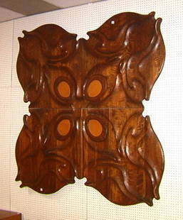 Large STEWART PAUL Sculpted Wall Panel Sculpture.: Large STEWART PAUL Sculpted Wall Panel Sculpture. Benge and Birch. Deeply Carved. Unsigned. Consigned by owner who acquired directly from the artist. Studio Woodworker.-- Dimensions: H: 82 inches: W: