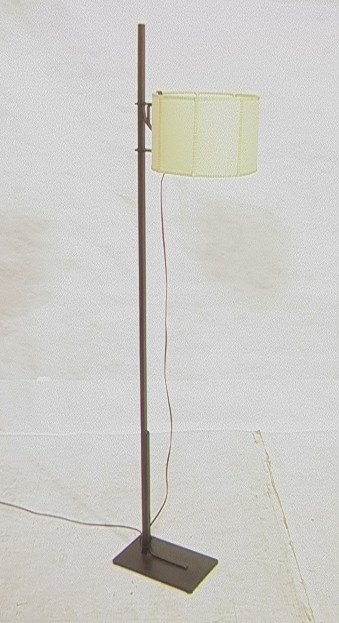Decorator Heavy Iron Floor Lamp with Adjustable S: Decorator Heavy Iron Floor Lamp with Adjustable Shade. Black iron.-- Dimensions: H: 64 inches: W: 8 inches: D: 15 inches ---