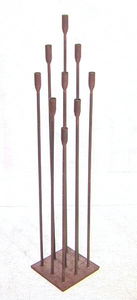 Cast Iron HARRY BERTOIA Inspired Candleholder. 9: Cast Iron HARRY BERTOIA Inspired Candleholder. 9 column candle sticks. Unmarked. -- Dimensions: H: 46.5 inches: W: 9 inches ---
