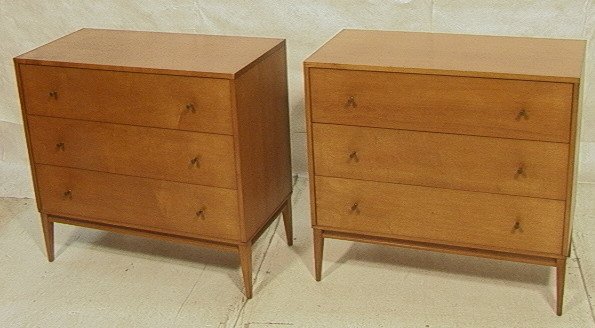 Pair Paul McCobb Bachelor Chests Dressers. Plann: Pair Paul McCobb Bachelor Chests Dressers. Planner group. Each with three drawers. All original.-- Dimensions: H: 33.5 inches: W: 36 inches: D: 19 inches ---