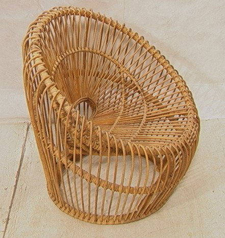 FRANCO ALBINI Woven Wicker Lounge Chair. Not Mark: FRANCO ALBINI Woven Wicker Lounge Chair. Not Marked.-- Dimensions: H: 29 inches: W: 32 inches: D: 27 inches ---