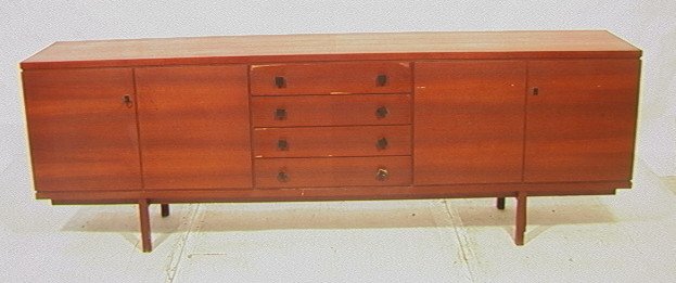 PETER HVIDT Attribution Sideboard Credenza Buffet: PETER HVIDT Attribution Sideboard Credenza Buffet. Drawers & doors. Unmarked.-- Dimensions: H: 33.75 inches: D: 19.75 inches: L: 103 inches ---