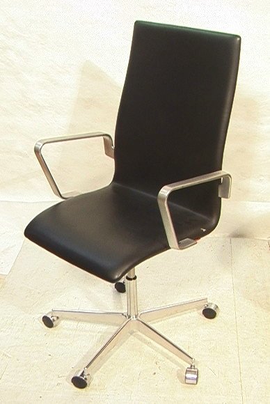 FRITZ HANSEN LGA Rolling Office Chair. Aluminum A: FRITZ HANSEN LGA Rolling Office Chair. Aluminum Arms. Steel Base. Marked.-- Dimensions: H: 45 inches: W: 23.5 inches: D: 24 inches ---