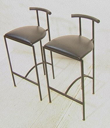 Pr. Tokyo Bar Stools Rodney Kinsman / Bieffeplast Italy: Pr Black Metal & Plastic Bar Stools. BIEFFEPAST Padova Italy. -- Dimensions: H: 32 inches: W: 17 inches: D: 15 inches ---