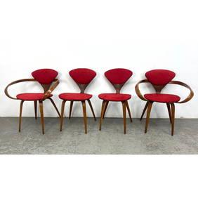 Set 4 Norman Cherner Plycraft Chairs, 2 with Arms Chairs and 2 Side Chairs Set (1 of 15)