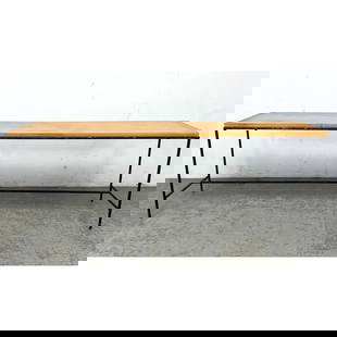 Paul McCobb for Winchendon Planner Group wrought iron and maple display table: Paul McCobb for Winchendon Planner Group wrought iron and maple display table Dimensions: Height: 20 inches, Width: 61.5 inches, Depth: 15 inches. --- Shipping & Delivery Notice - Don?t bid less becau
