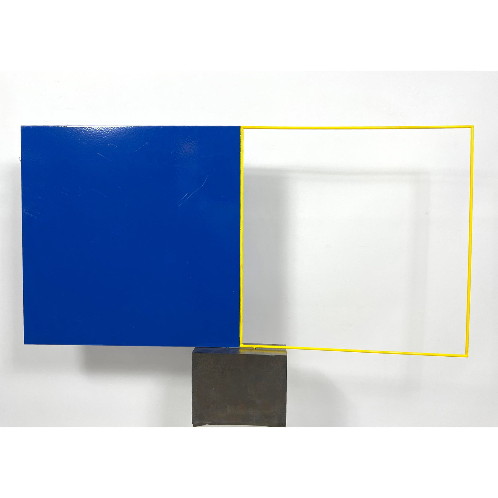 GEORGE D'AMATO Modernist Abstract Sculpture. Ukraine Flag colors. Solid steel base is very heavy. D' (1 of 9)