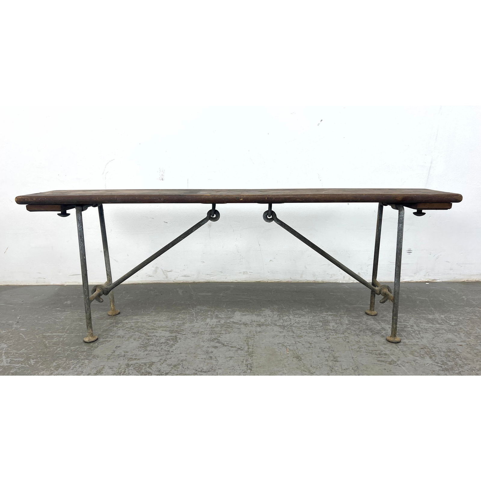 Industrial US Navy Folding Bench. Naval Nautical Wood and Iron Collapsible Form. Rustic. Unique smal (1 of 10)