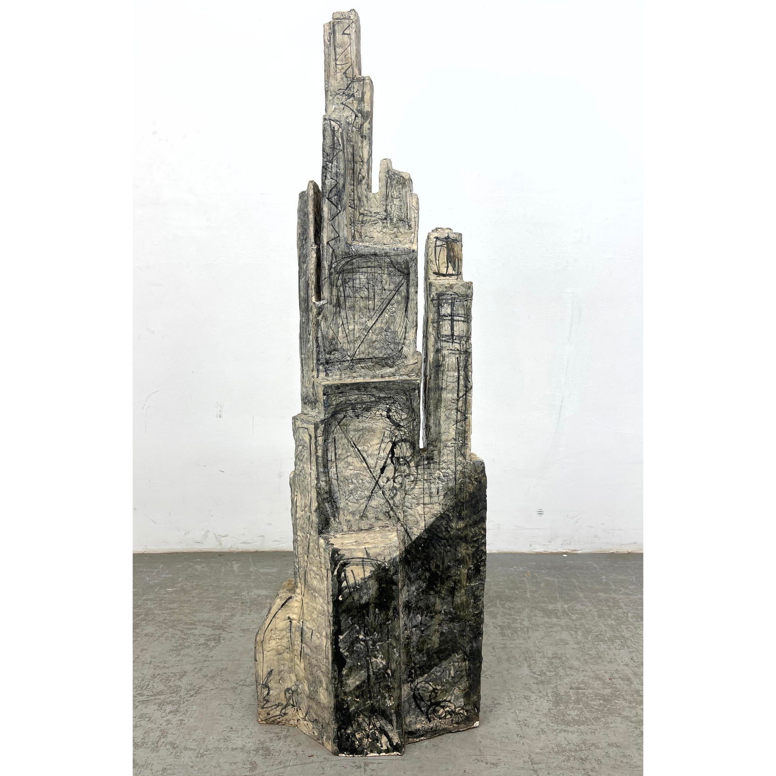 Tall Modernist Ceramic Floor sculpture. Cityscape. (1 of 15)
