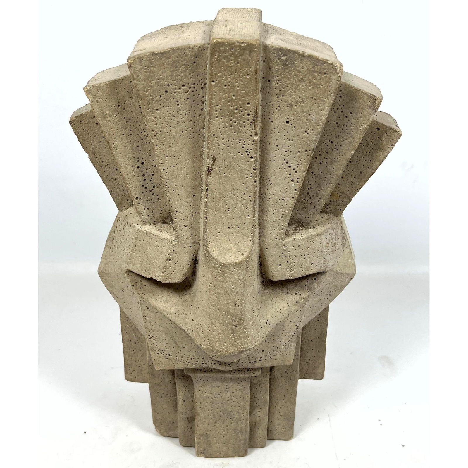 Art Deco Architectural Concrete Piece. Tiered Fan Design. OR Tribal Mask Design. (1 of 10)