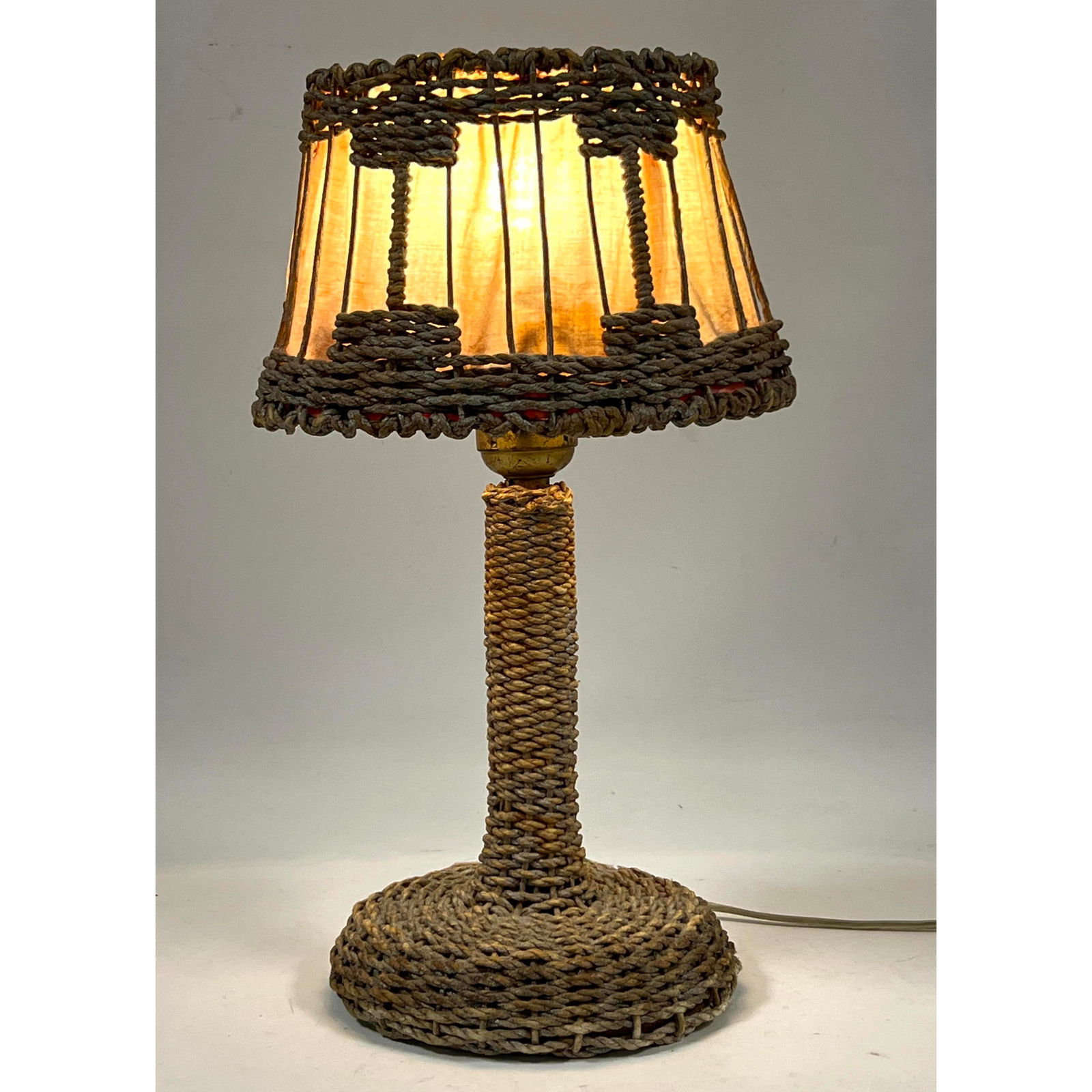 Arts and Crafts Stickley style wicker rope lamp. Diminutive. (1 of 13)