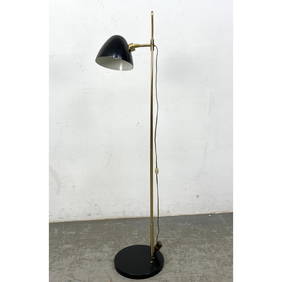 Mid Century Modern Adjustable Floor Lamp. Brass with Black Enameled Shade and Base. (1 of 11)