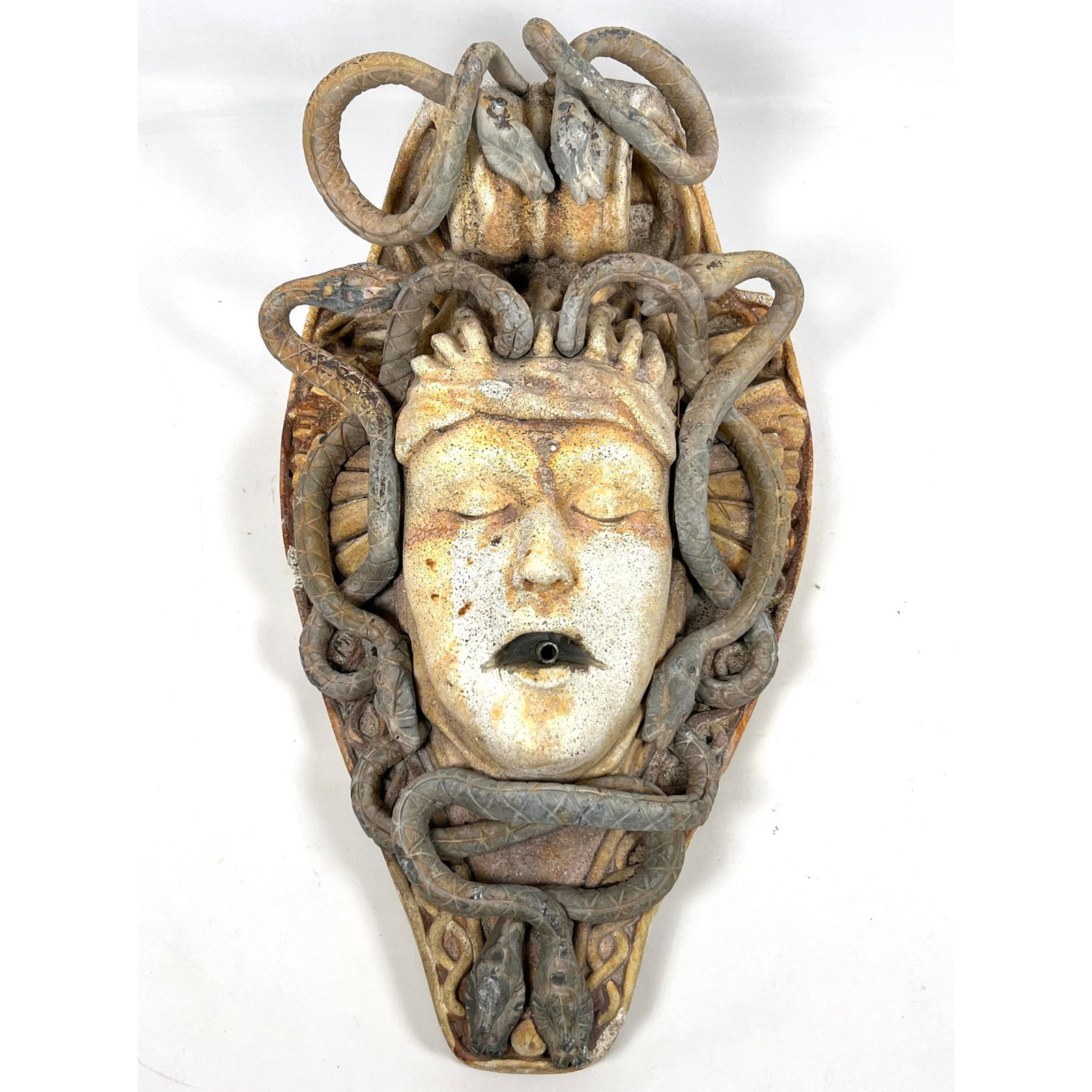 Classical Medusa Stone and Zinc Sculptural Garden Wall Fountain. (1 of 13)