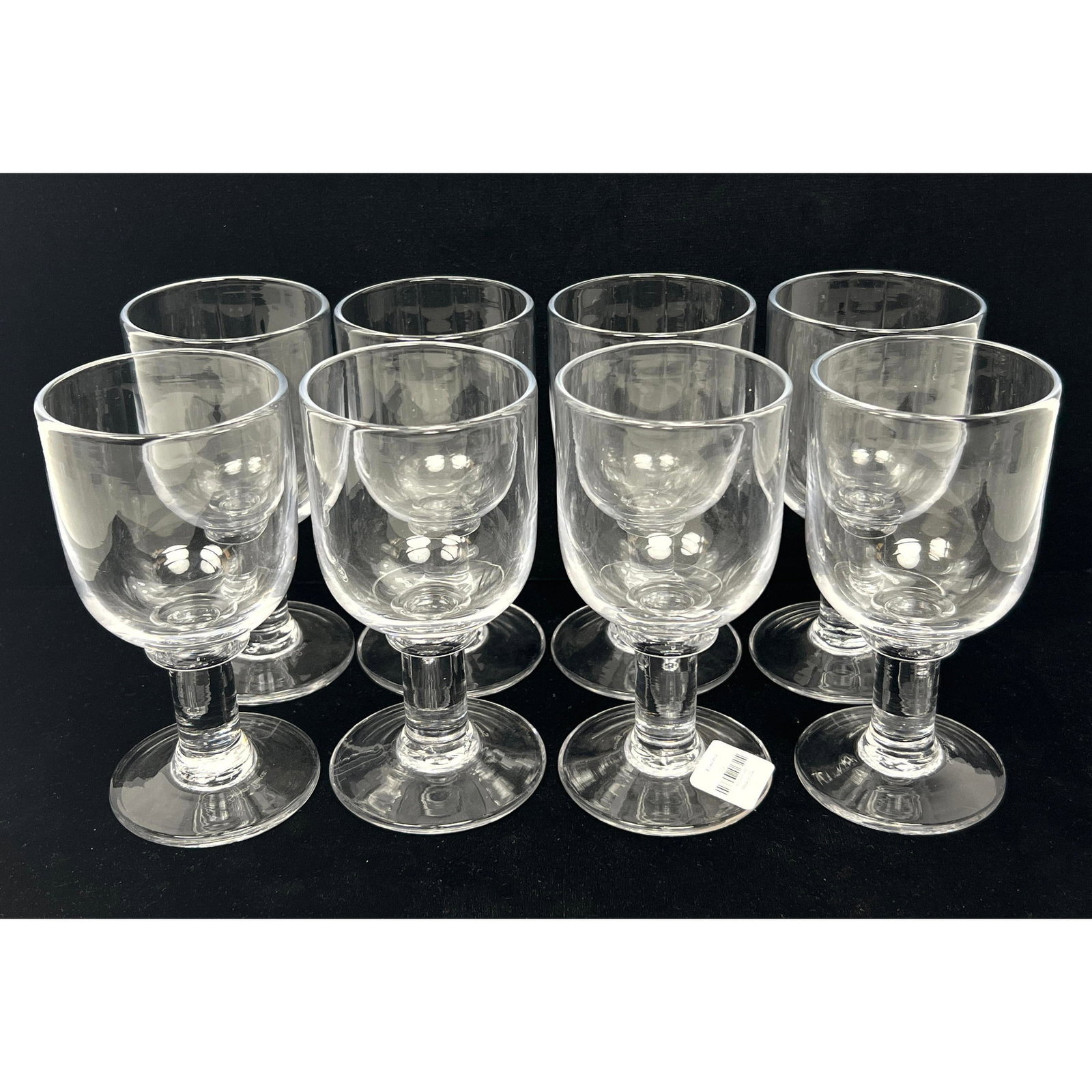 Set 8 Simon Pearce Essex Wine. Marked; One still has paper retail label.: Set 8 Simon Pearce Essex Wine. Marked; One still has paper retail label. Dimensions: Height: 6.5 inches, Width: 3.25 inches, Depth: 3.25 inches. --- US Packing and Shipping charge: In house shipping a
