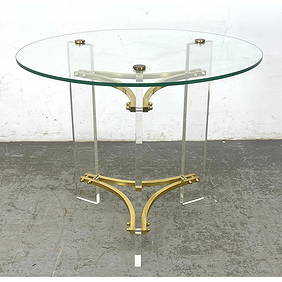 Charles Hollis Jones Lucite Brass Glass Occasional Side Table. (1 of 8)