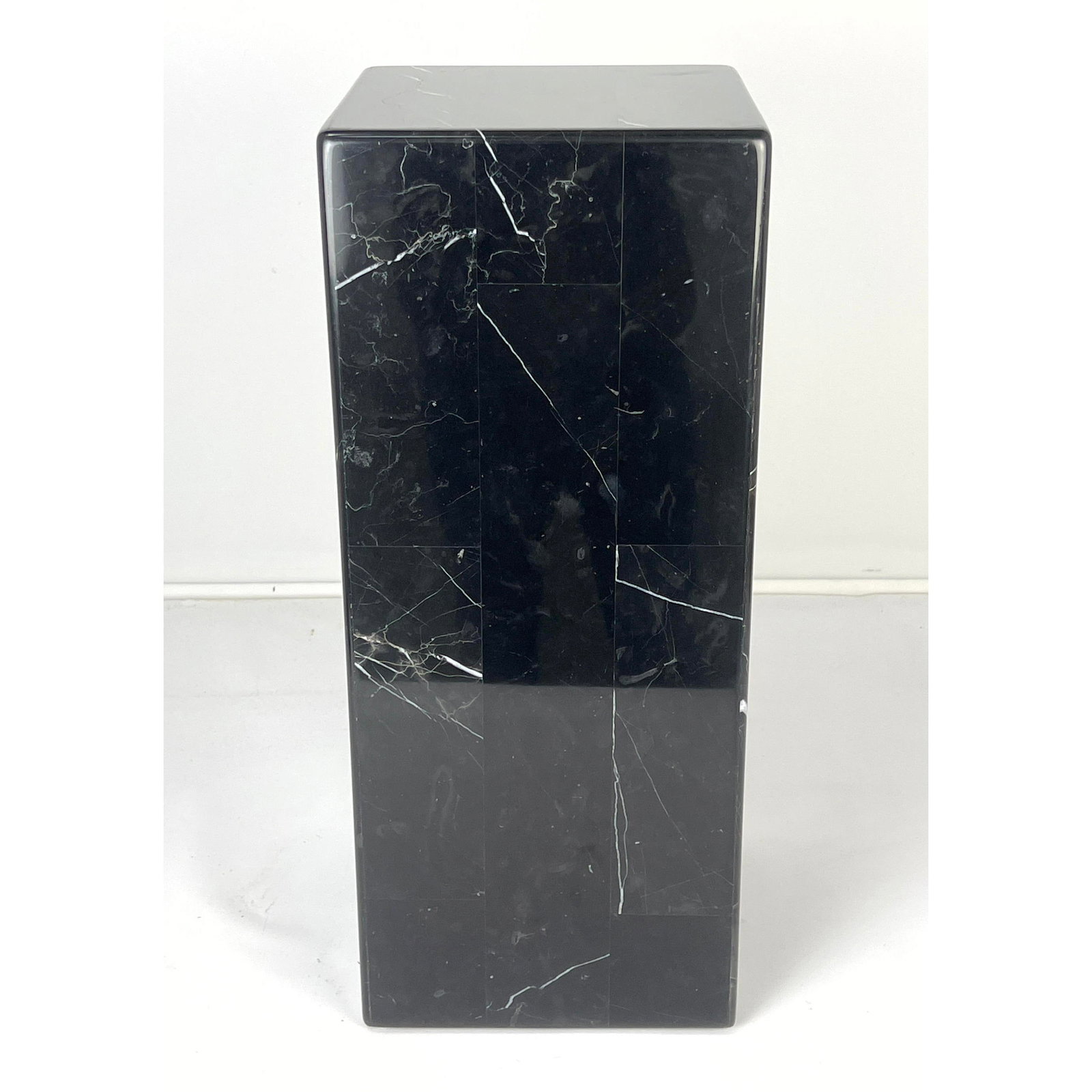 Marble tessellated stone Column Pedestal Stand. Stone panels over wood frame. (1 of 8)