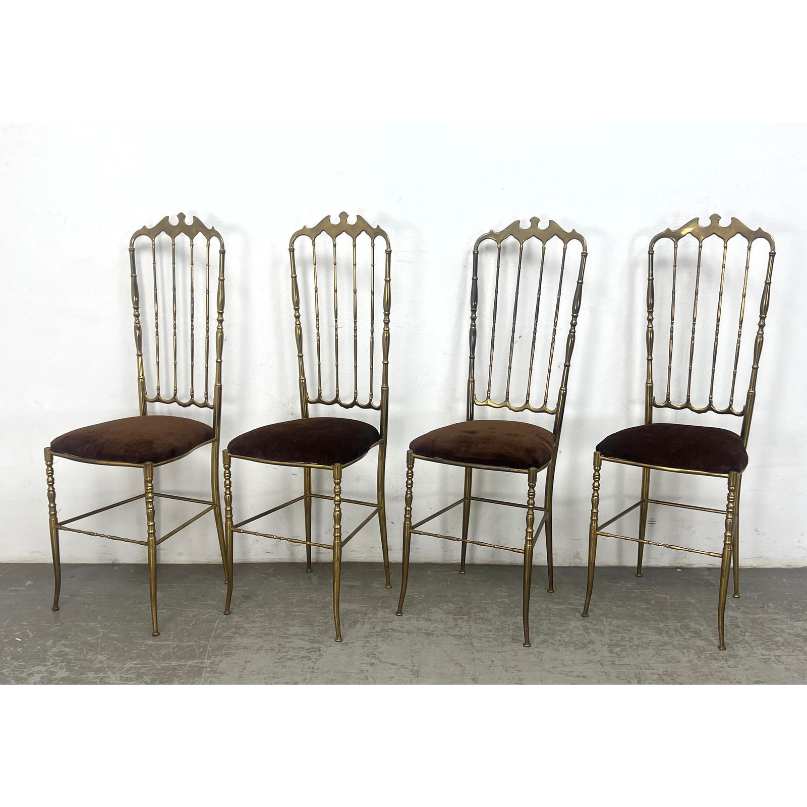 Set 4 Chiavari Tall Back Brass Chairs. Italian. (1 of 13)