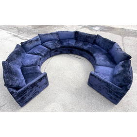 Milo Baughman Circular Three Section Sofa. Modernist Sectional Seating. Labeled THAYER COGGIN; MILO (1 of 20)