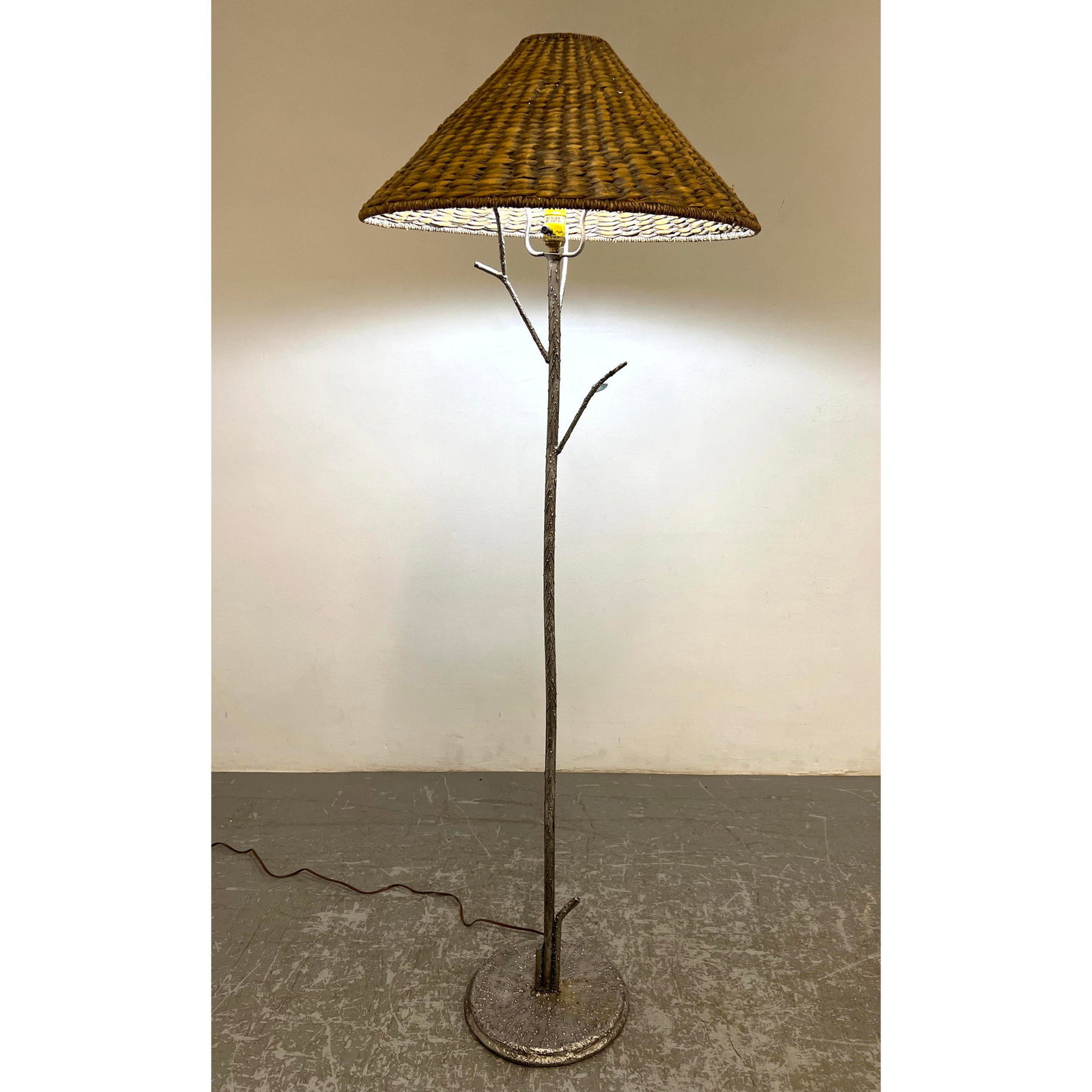 Decorative Metal Tree Form Floor Lamp with Woven Shade Lamp (1 of 9)