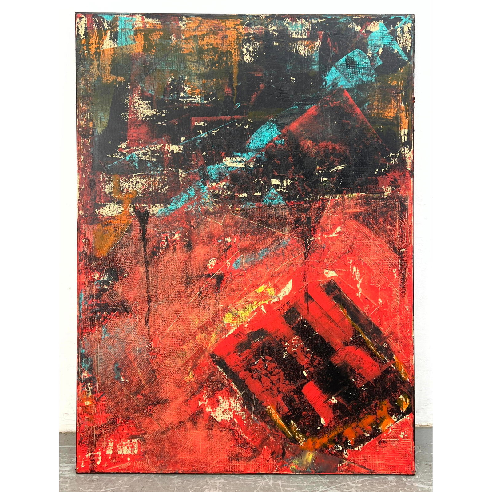 DENNIS SAKELSON Abstract Painting. Intense Color. Signed. (1 of 9)