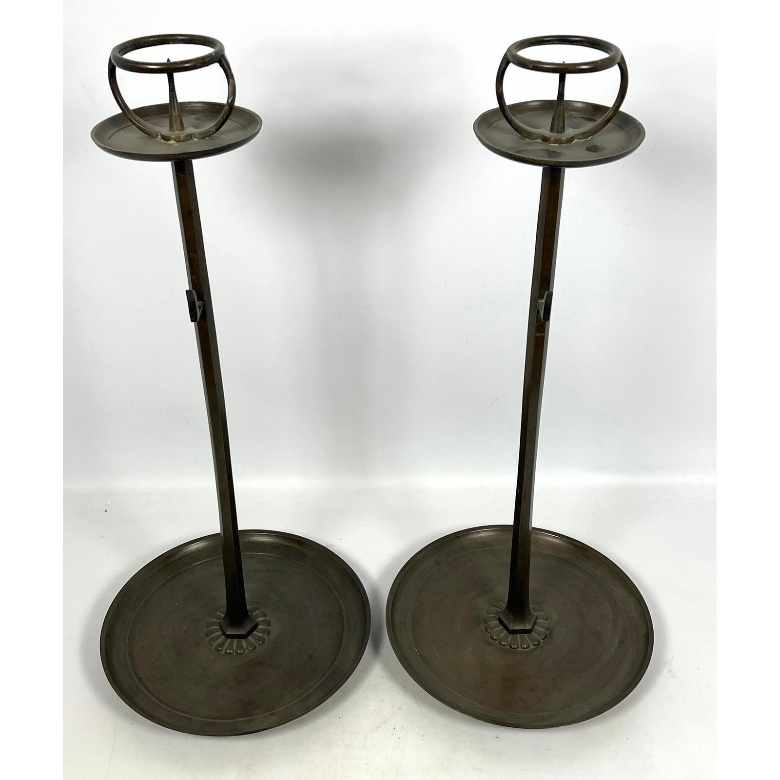 Pair Hand Forged Pricket Candle Sticks. Unique construction. (1 of 12)