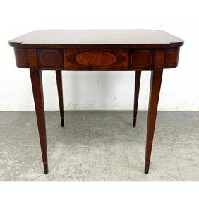Baker Furniture Company Mahogany Center Game Table. Inlaid details. (1 of 12)