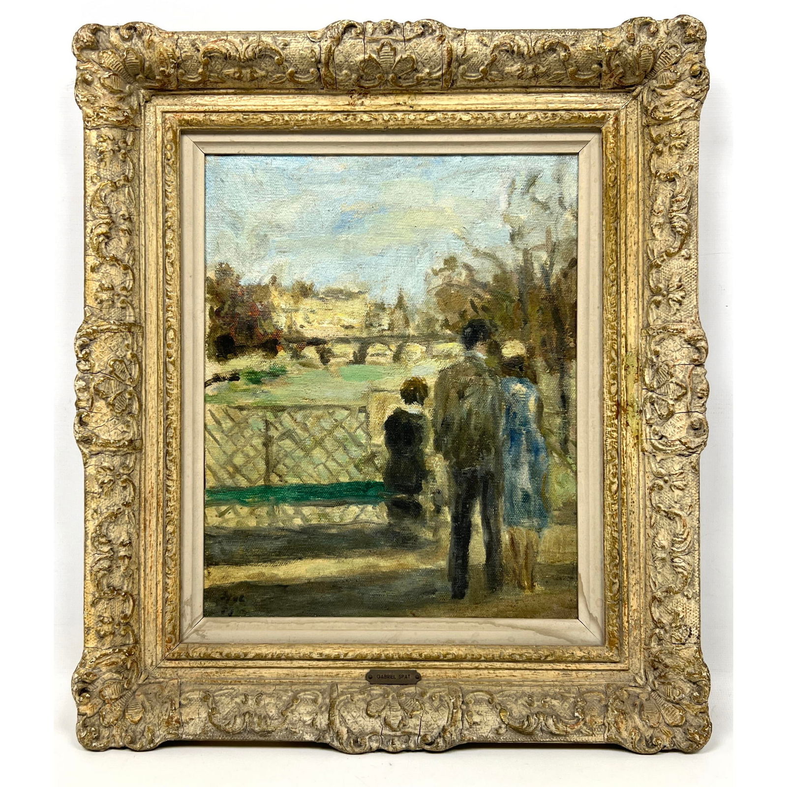 Gabriel Spat Oil Painting on Canvas. Landscape with Figures. Signed. From John T Dorrance estate auc (1 of 12)