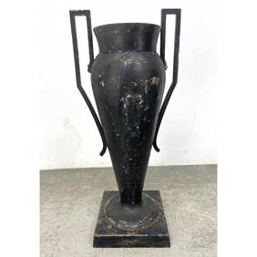 Unusual Antique Slender Large Trophy Urn Form Planter. Heavy Iron. Architectural garden. (1 of 14)