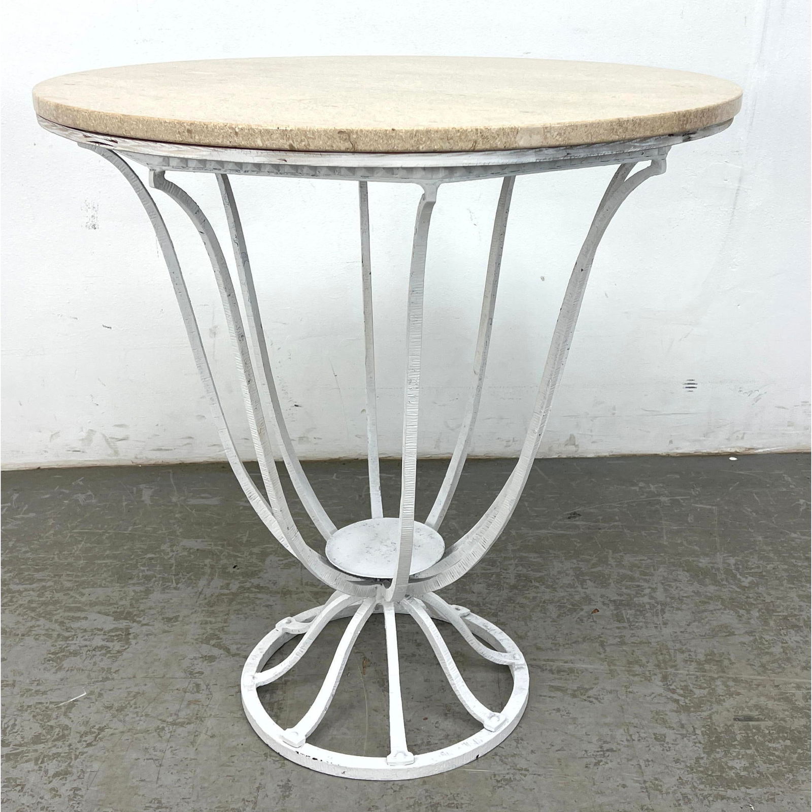 Art Deco Style Wrought Iron Base Marble Top Center Table (1 of 11)
