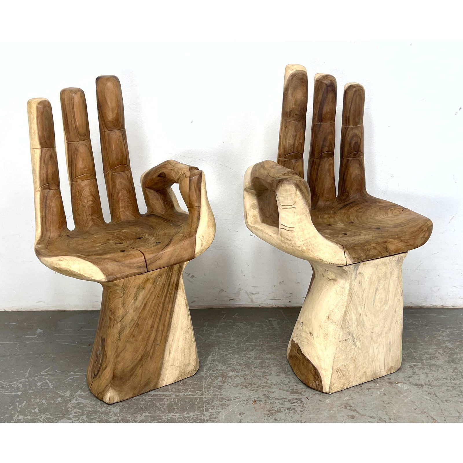 Pair of Carved Wood Hand Chairs. (1 of 20)
