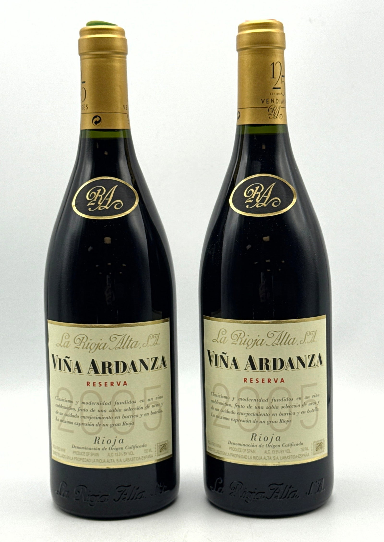 2 pcs - 2005 La Rioja Alta Rioja Vina Ardanza Reserva Red Wine: 2 pcs - 2005 La Rioja Alta Rioja Vina Ardanza Reserva Red Wine Dimensions: Height: 12 inches, Width: inches. --- Buyers are encouraged to pick up their purchases directly from our location. Please not
