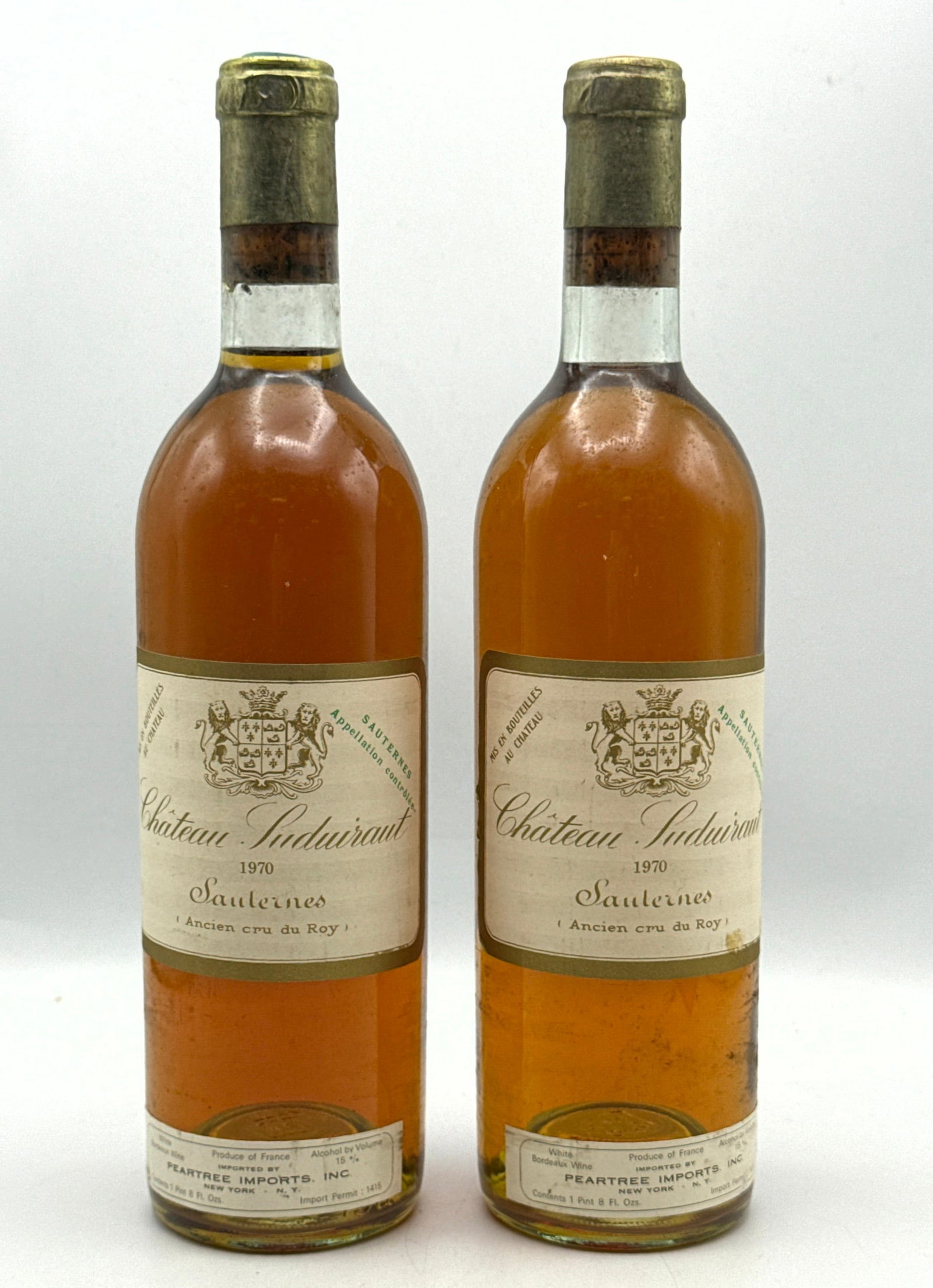 2 pcs - 1970 Chateau Suduiraut White - Sweet/Dessert Wine: 2 pcs - 1970 Chateau Suduiraut White - Sweet/Dessert Wine Dimensions: Height: 12 inches, Width: inches. --- Buyers are encouraged to pick up their purchases directly from our location. Please note: we